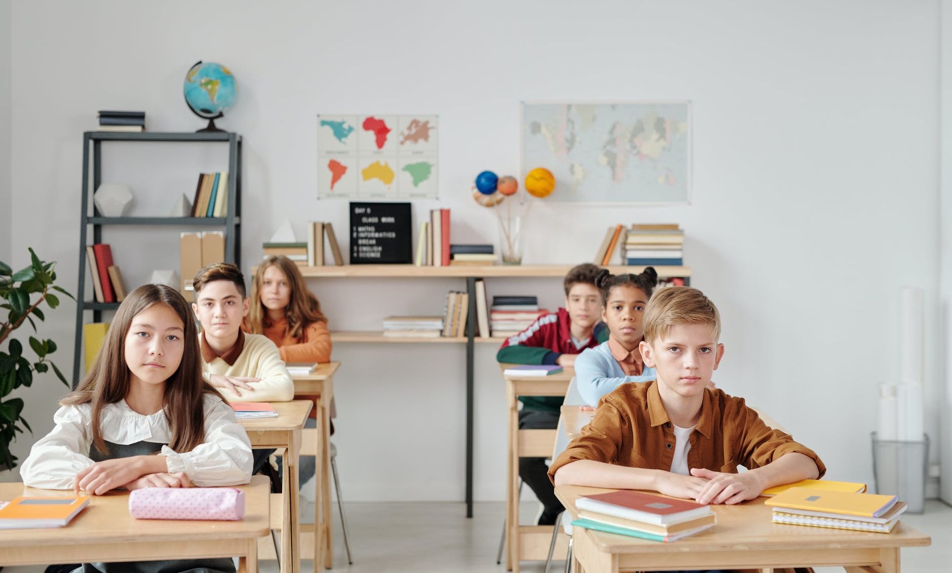 kids sitting inside a classroom